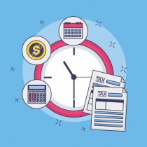 tax payment document clock time vector illustration